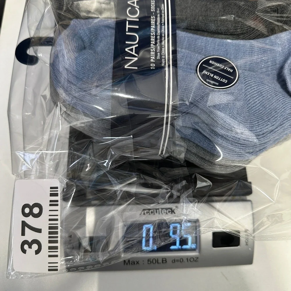 Nautica 10 Pair  Kids 10-4 Crew Socks Cotton Blend Cushion Gray Blue